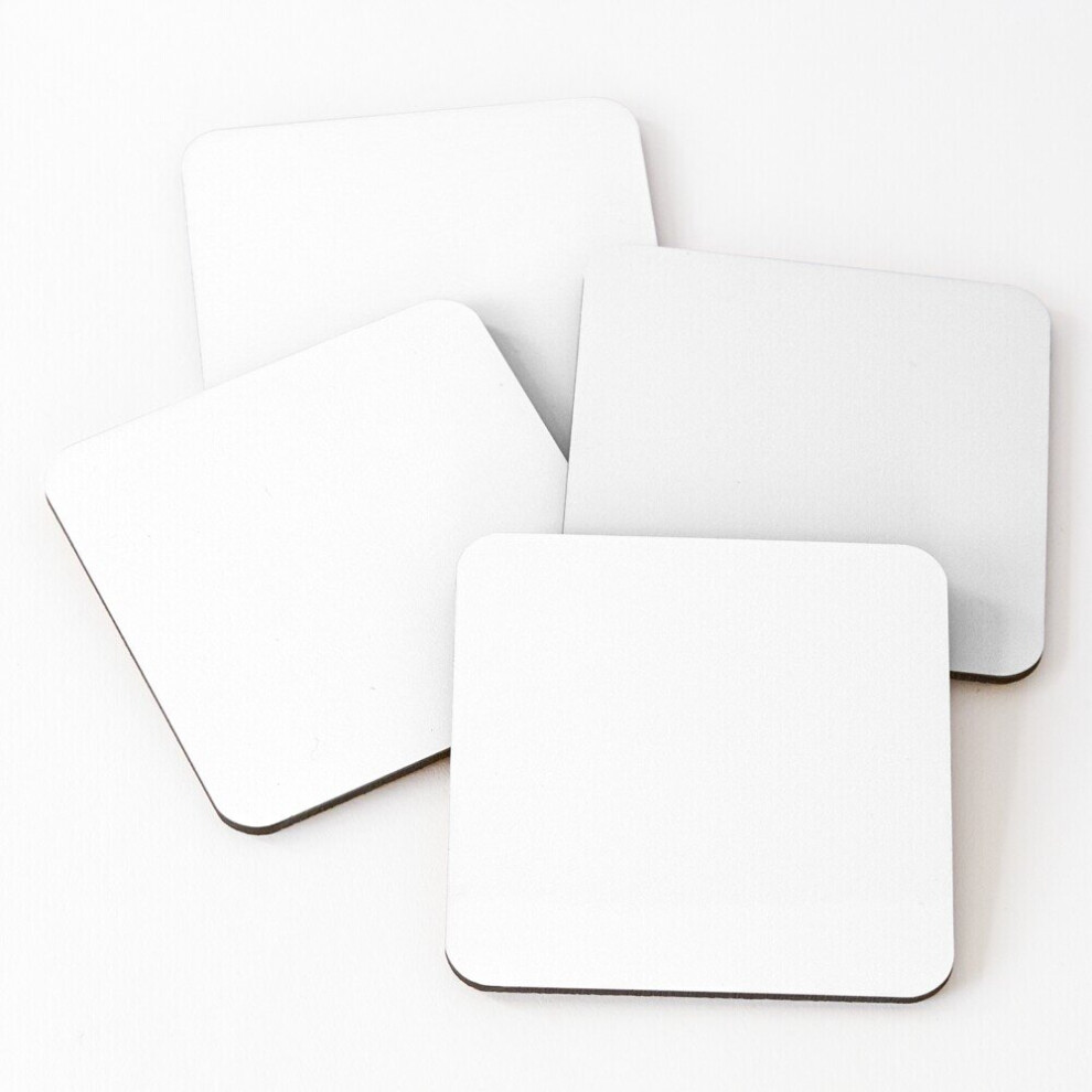 Leather Coasters Plain White Set of 4 / 4 x 4 inch
