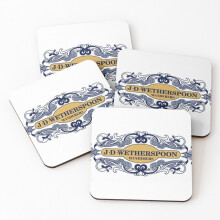 Leather Coasters Wetherspoon Wanderers Shirt Set of 4 / 4 x 4 inch