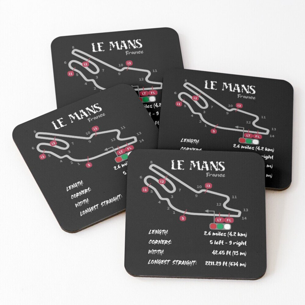 Leather Coasters Le Mans Set of 4 / 4 x 4 inch