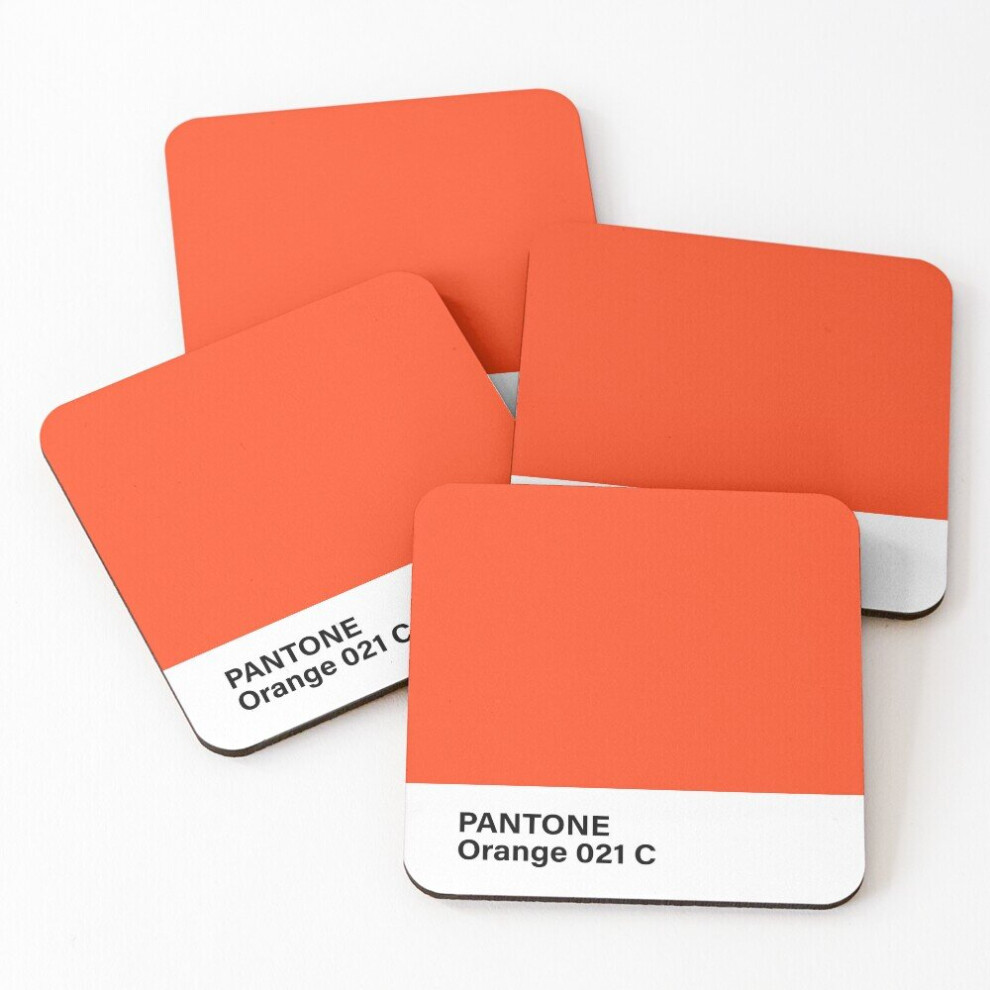 Leather Coasters pantone Orange 021 C Set of 4 / 4 x 4 inch