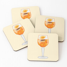 Leather Coasters Aperol Spritz in a Glass Set of 4 / 4 x 4 inch