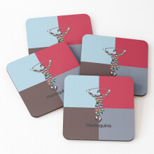 Leather Coasters Harlequins rugby Set of 4 / 4 x 4 inch