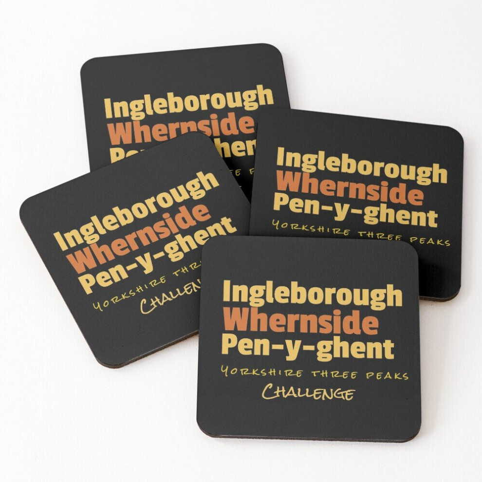 Leather Coasters Yorkshire three peaks challenge Set of 4 / 4 x 4 inch