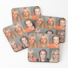 Leather Coasters Lindsay Lohan Mugshot Funny Set of 4 / 4 x 4 inch