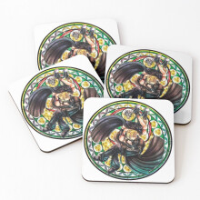 Leather Coasters Cloud and Tifa Stained Glass Advent Children Set of 4 / 4 x 4 inch
