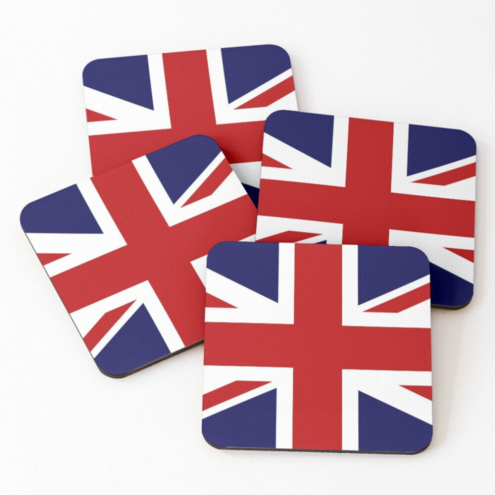 Whibos Leather Coasters Union Jack Flag Of The Uk Set Of 4 / 4 X 4 Inch