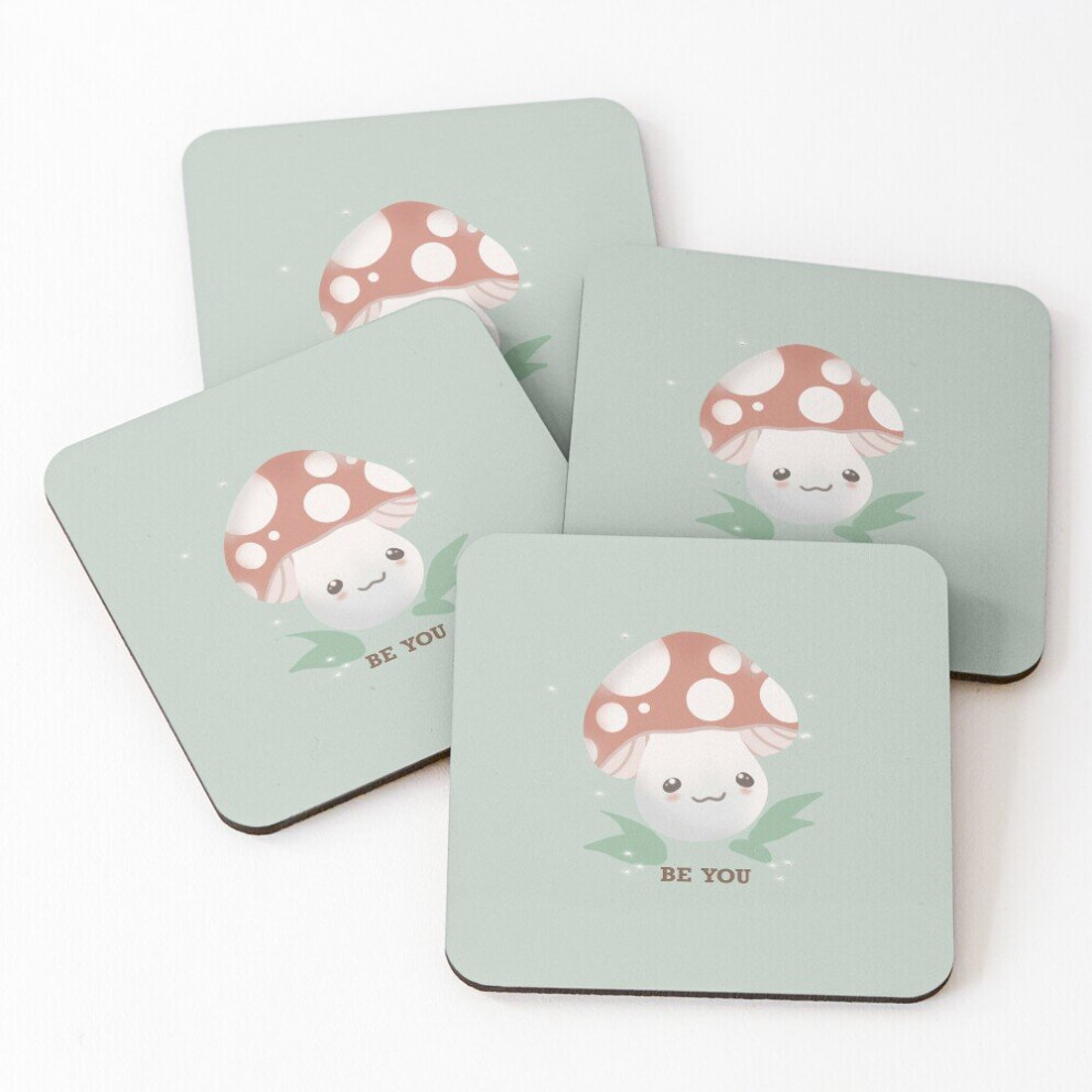 Leather Coasters Little cute mushroom Set of 4 / 4 x 4 inch-image-OPC-PCGVYTM-NEW