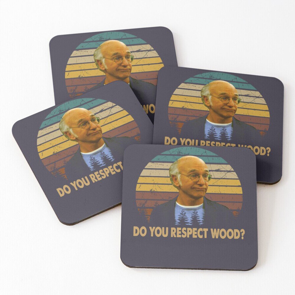 Leather Coasters Lover Gifts Movie Vintage Curb Art Your Enthusiasm Films Do You Respect Wood Set of 4 / 4 x 4 inch