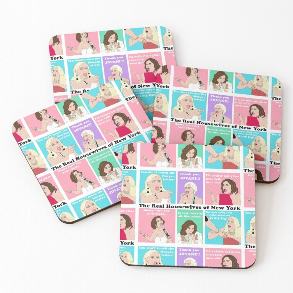 Whibos Leather Coasters Real Housewives Ny Drama Set Of 4 / 4 X 4 Inch