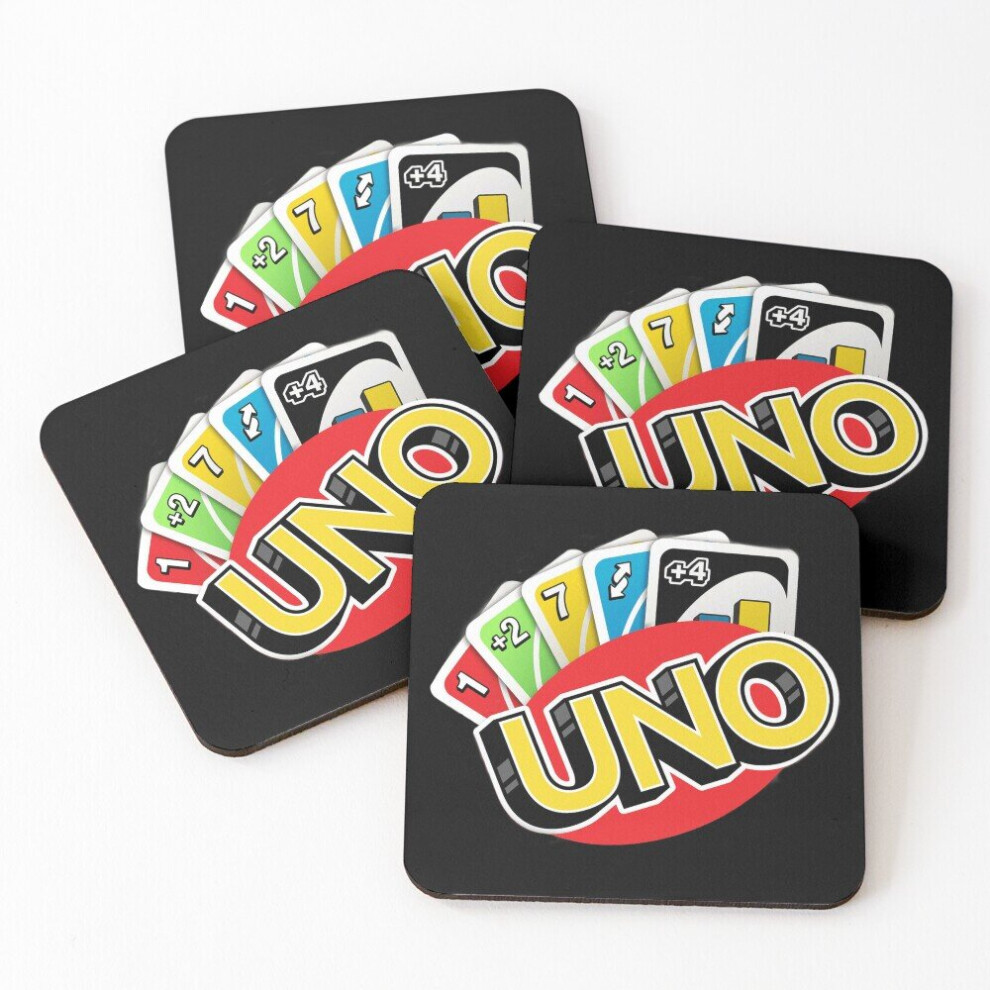 Leather Coasters Logo of Uno Playing Cards Set of 4 / 4 x 4 inch