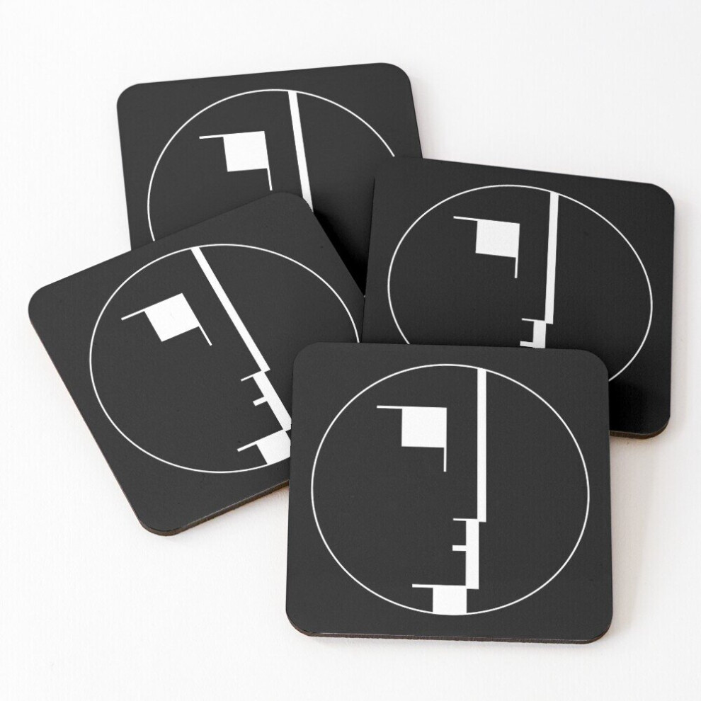 Leather Coasters Bauhaus Logo Set of 4 / 4 x 4 inch