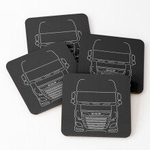 Leather Coasters DAF XF series truck outline graphic (white) Set of 4 / 4 x 4 inch