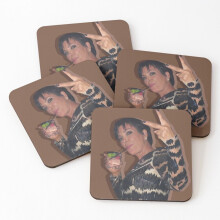 Leather Coasters kris and her glass Set of 4 / 4 x 4 inch