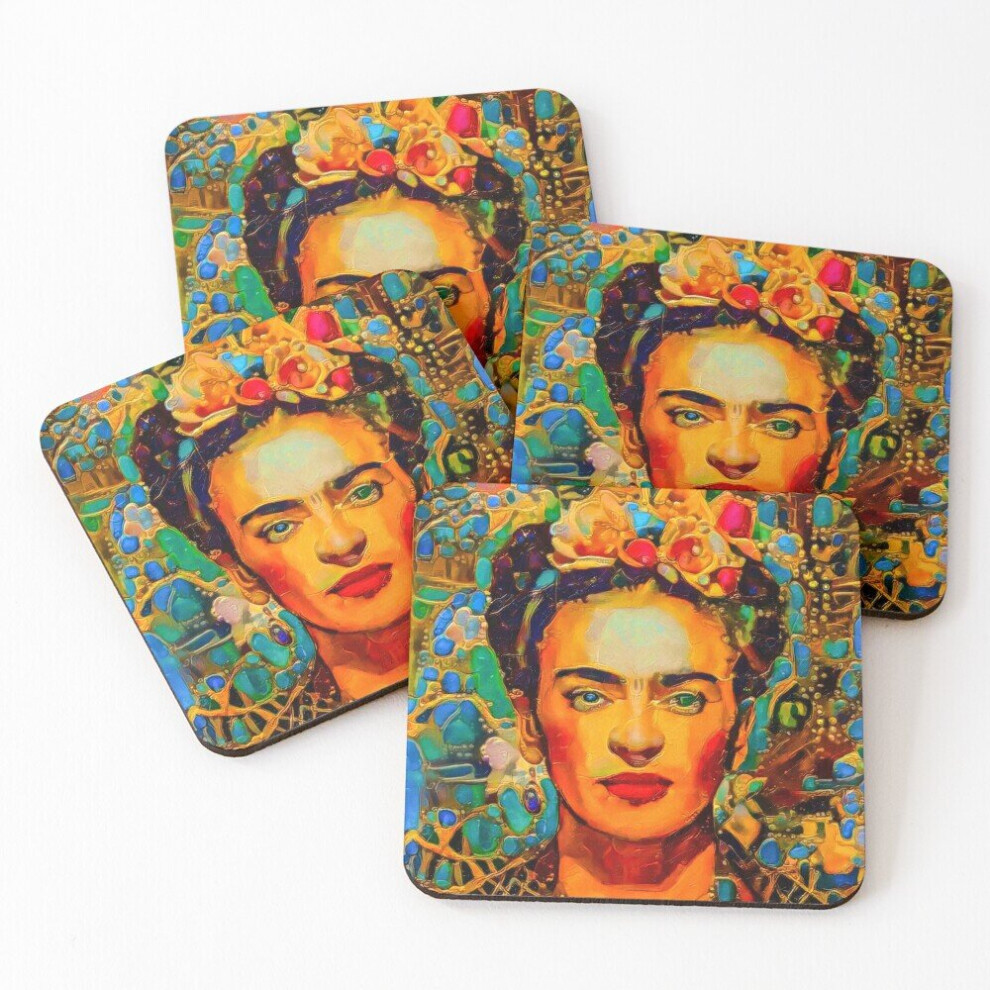 Leather Coasters  In Love of FRIDA II Set of 4 / 4 x 4 inch-image-OPC-PCGVZ8C-NEW