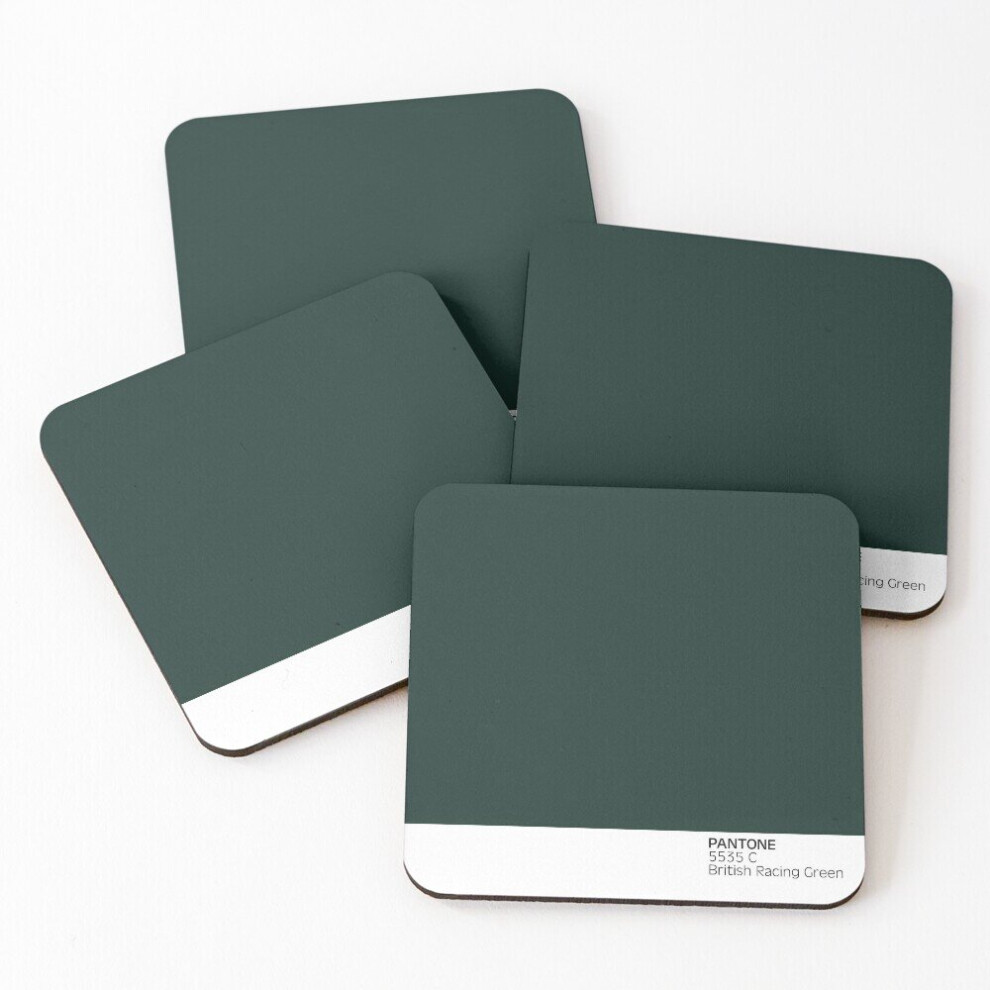 Leather Coasters PANTONE 5535c British Racing Green Set of 4 / 4 x 4 inch
