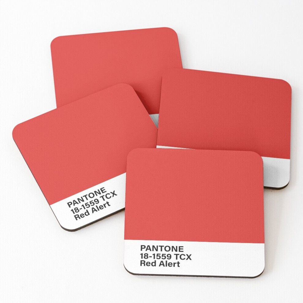 Leather Coasters PANTONE 18-1559 TCX Red Alert  Set of 4 / 4 x 4 inch