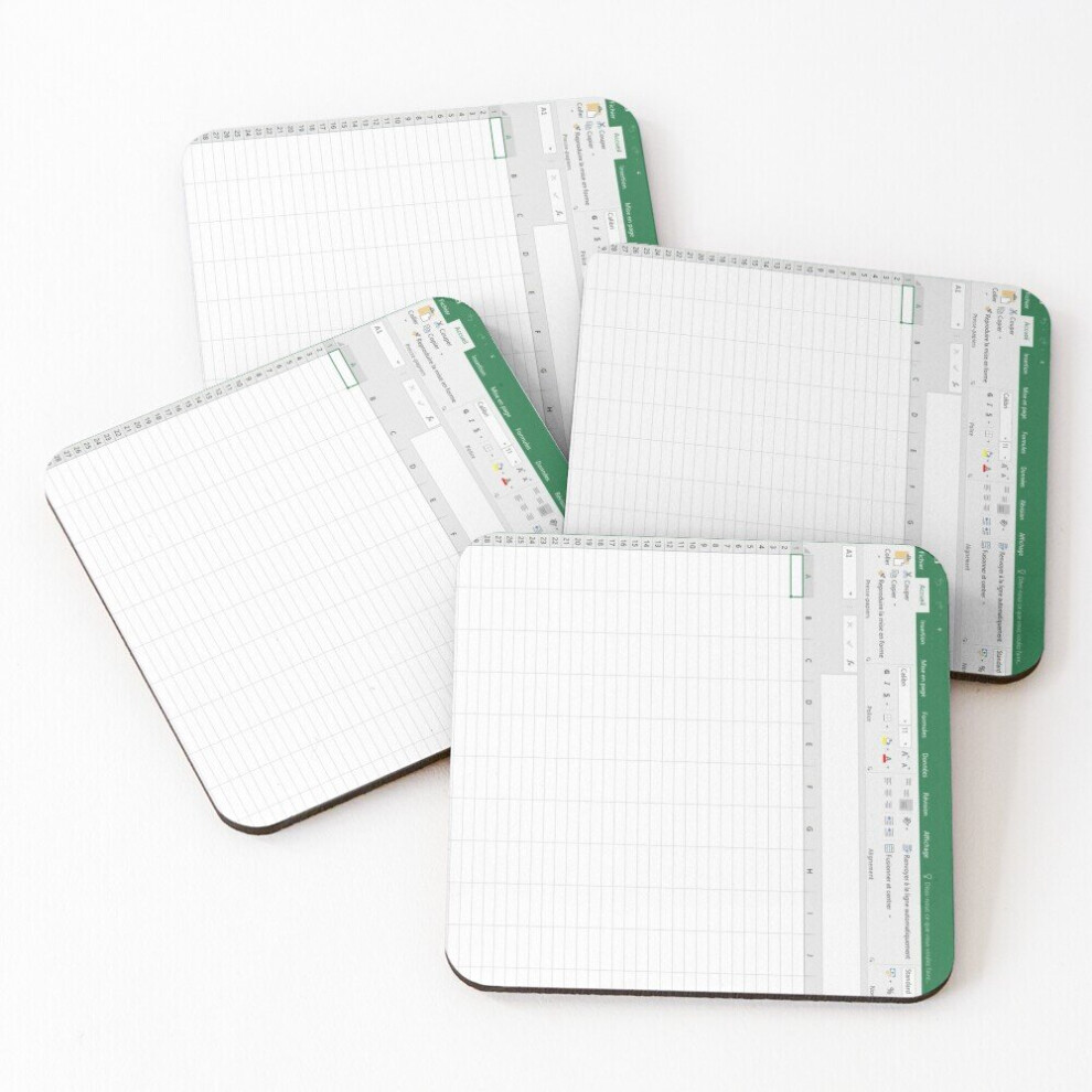 Leather Coasters Excel spreadsheet Set of 4 / 4 x 4 inch