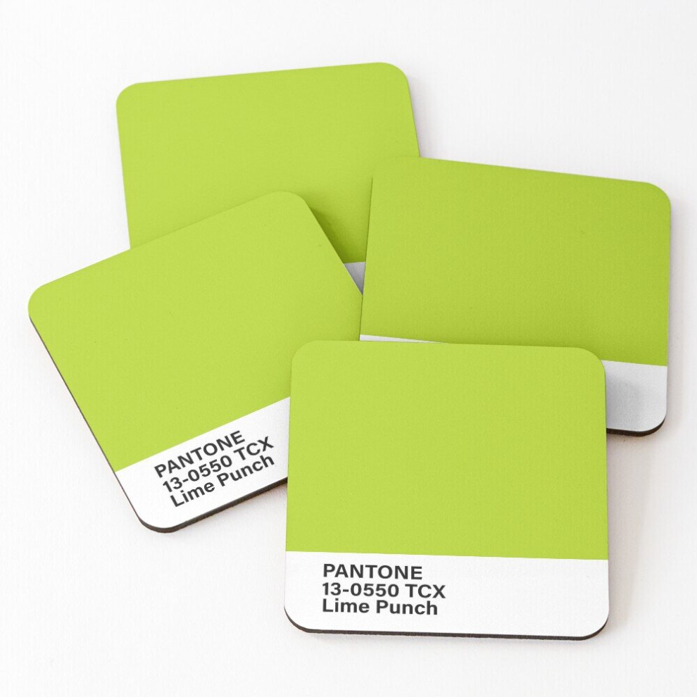 Leather Coasters pantone 13-0550 TCX Lime Punch Set of 4 / 4 x 4 inch