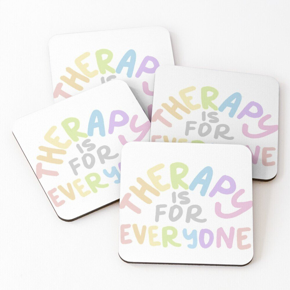Leather Coasters Therapy is for everyone Set of 4 / 4 x 4 inch-image-OPC-PCGW2DJ-NEW