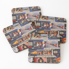 Leather Coasters Thunderbirds figurines, home and office decor, merchandise and laptop sleeves, Mallybeau Mauswohn Set of 4 / 4 x 4 inch