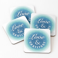Leather Coasters Love Gratitude on Flower of Life Set of 4 / 4 x 4 inch