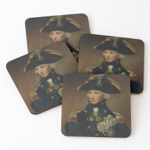 Admiral Horatio Nelson Leather Coaster Set (4x4 in) - 4 Coasters, PVC Leather, Non-Slip, Heat & Moisture Resistant