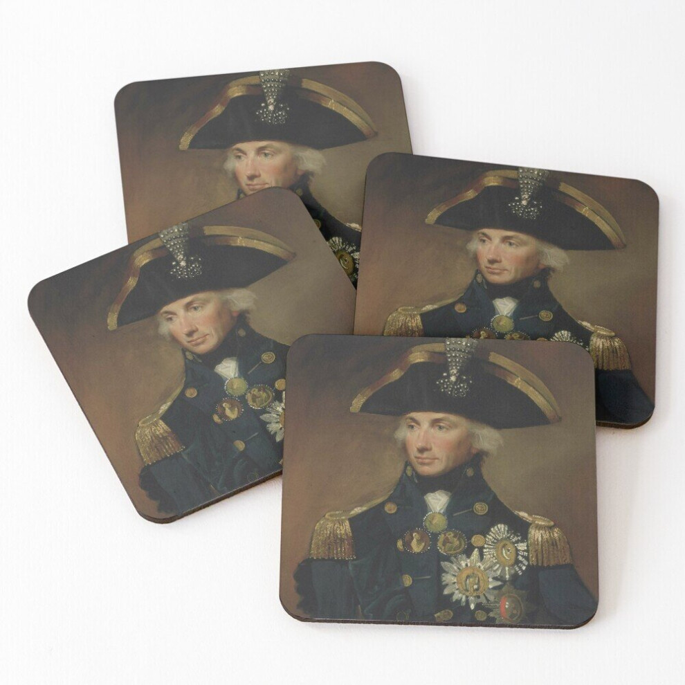 Leather Coasters Admiral Horatio Nelson Set of 4 / 4 x 4 inch