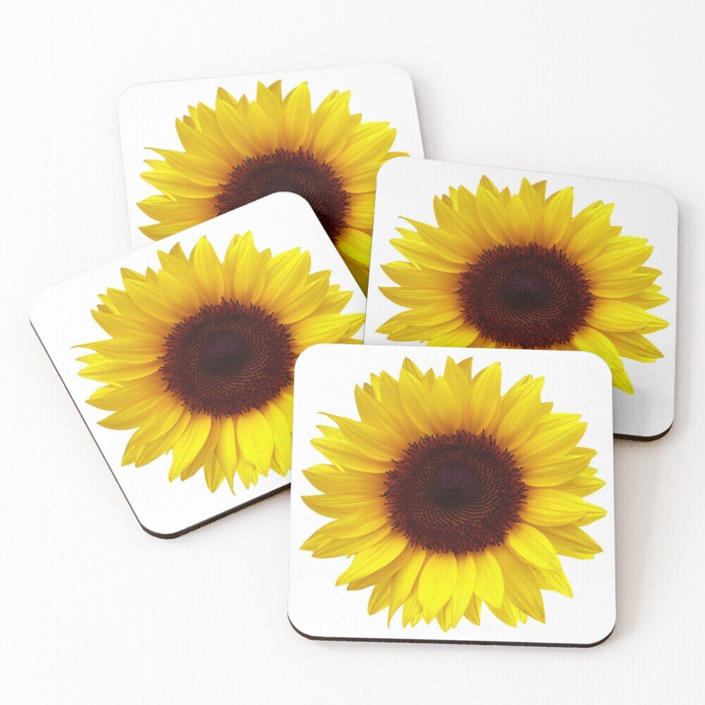 Leather Coasters Sunflower Design Set of 4 / 4 x 4 inch-image-OPC-PCGW57R-NEW