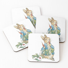 Leather Coasters Peter Rabbit, Beatrix Potter Set of 4 / 4 x 4 inch