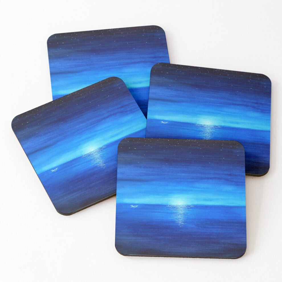 Leather Coasters Blue Moon Set of 4 / 4 x 4 inch-image-OPC-PCGW5FC-NEW