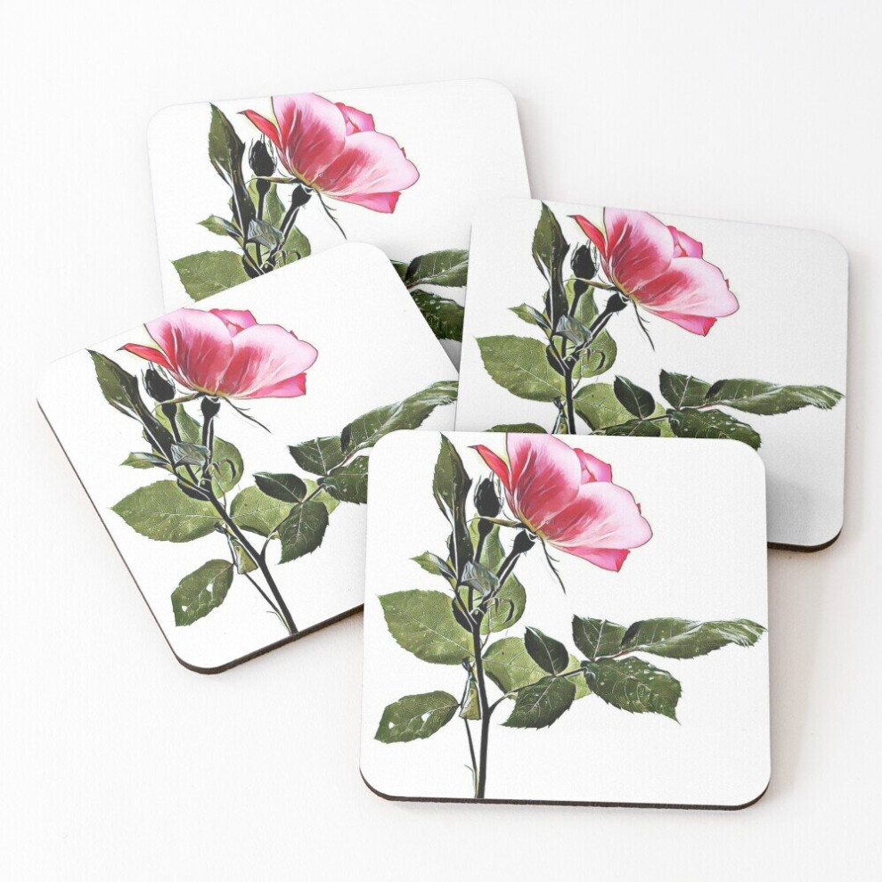 Leather Coasters Rosey  Set of 4 / 4 x 4 inch-image-OPC-PCGW656-NEW