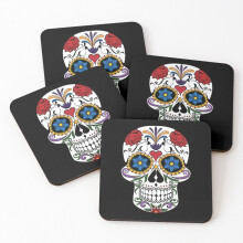 Leather Coasters Sugar skull Set of 4 / 4 x 4 inch
