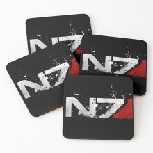 Leather Coasters Mass Effect Distressed N7 Set of 4 / 4 x 4 inch