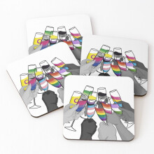 Leather Coasters Raise a Glass Set of 4 / 4 x 4 inch