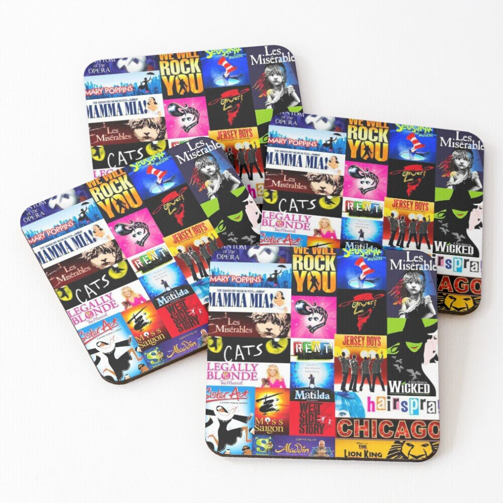 Leather Coasters Musicals Set of 4 / 4 x 4 inch