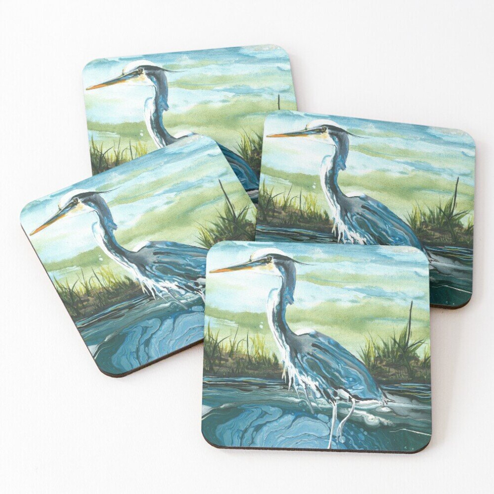 Leather Coasters Waiting for the catch Set of 4 / 4 x 4 inch-image-OPC-PCGW6WP-NEW