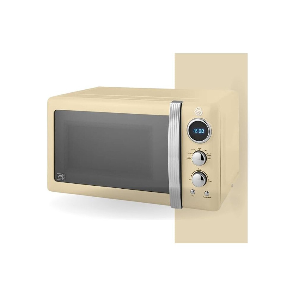 Retro LED Digital Microwave Cream, 20L, 800W, 5 Power Levels Including Defrost Setting, SM22030LCN