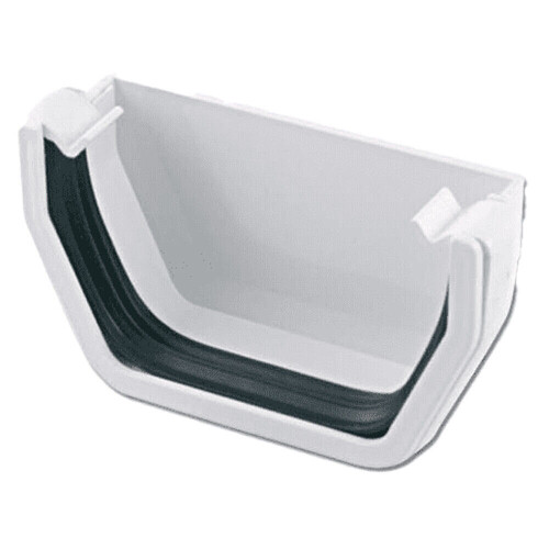 FloPlast Square Line External Stop End, White -114mm