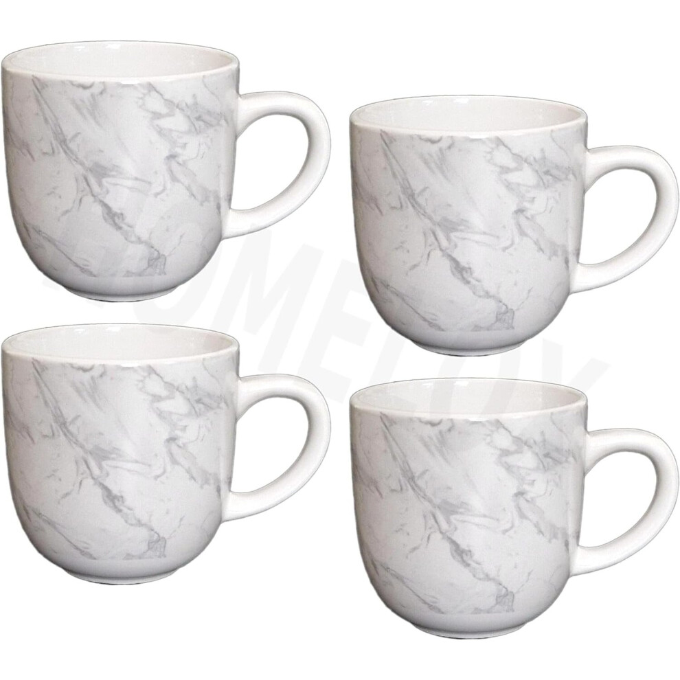 Glossy Set of 4 Tea Coffee Mugs Cups Kitchenware Quality Stoneware Hot Drink Mug Set Marble