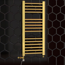 500mm Wide Gold Dual Fuel Towel Radiator + Manual Electric Element