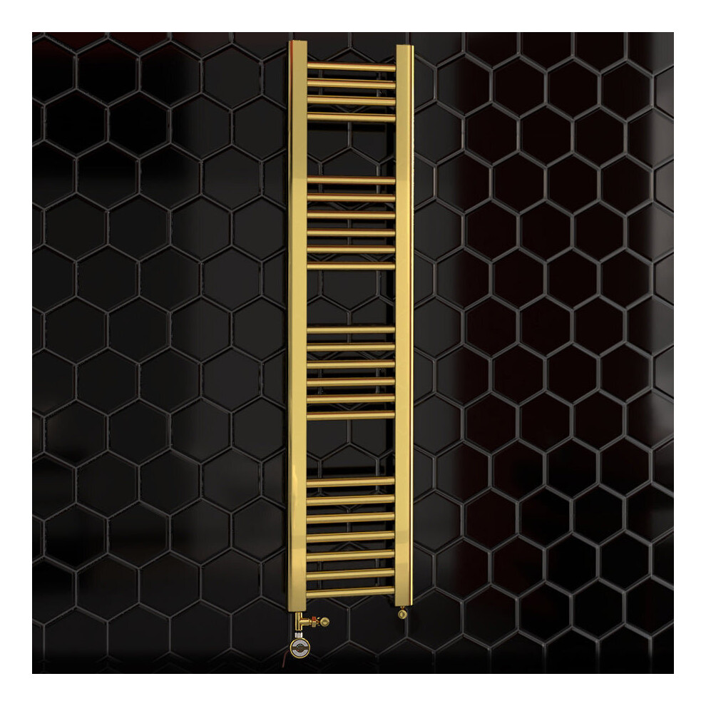 (400 X 1200 Mm, Moa Thermostatic) 400Mm Wide Gold Dual Fuel Towel Radiator 5056616535158