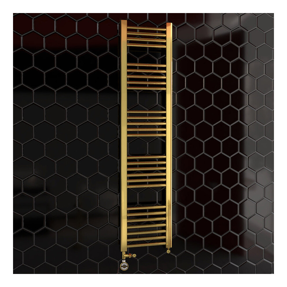 (400 X 1600 Mm, Moa Thermostatic) 400Mm Wide Gold Dual Fuel Towel Radiator 5056616535165