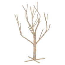 (50cm Silver) 40/50cm Light Up LED 30 Lights Artificial Xmas Twig Tree Branches Jute Bag Gift