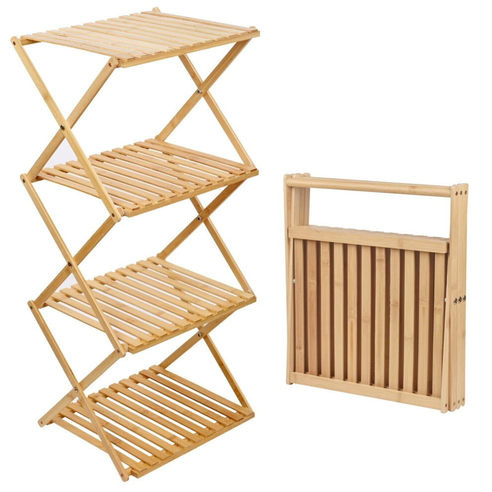 Urbn Living 4 Tier Bamboo Bathroom Storage Wooden Freestanding Rack Stand Toiletries Display