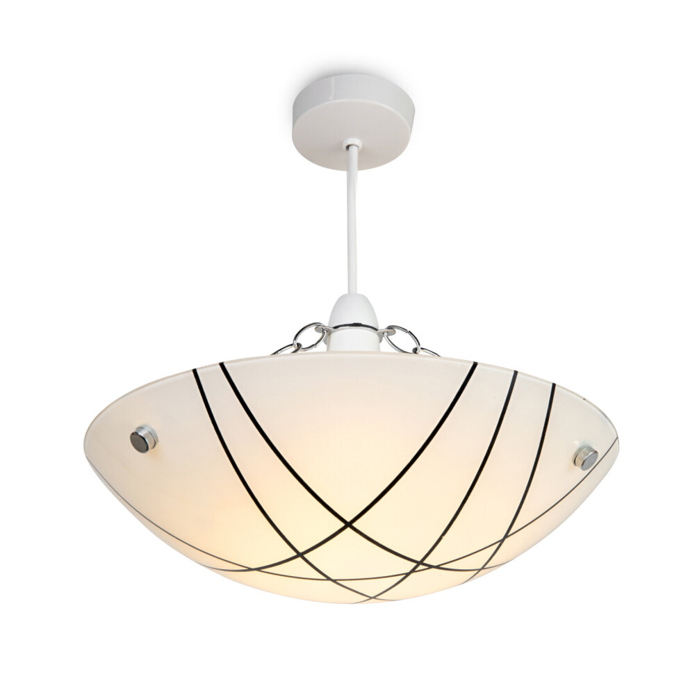 Crosbie Glass Ceiling Uplighter Pendant Shade - White/Black/Chrome