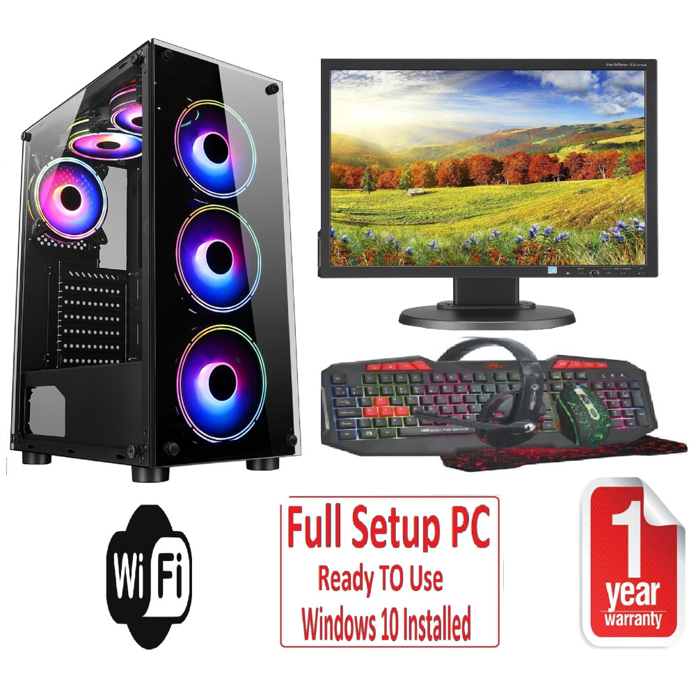 Computek (Intelcore I3, Gt1030 2Gb) Gaming Pc Bundle : Intel Core/16Gb Ram/1Tb + 128Gb Ssd/Nividia Geforce/19" Mon/Windows 10/Mirage 6 Fans