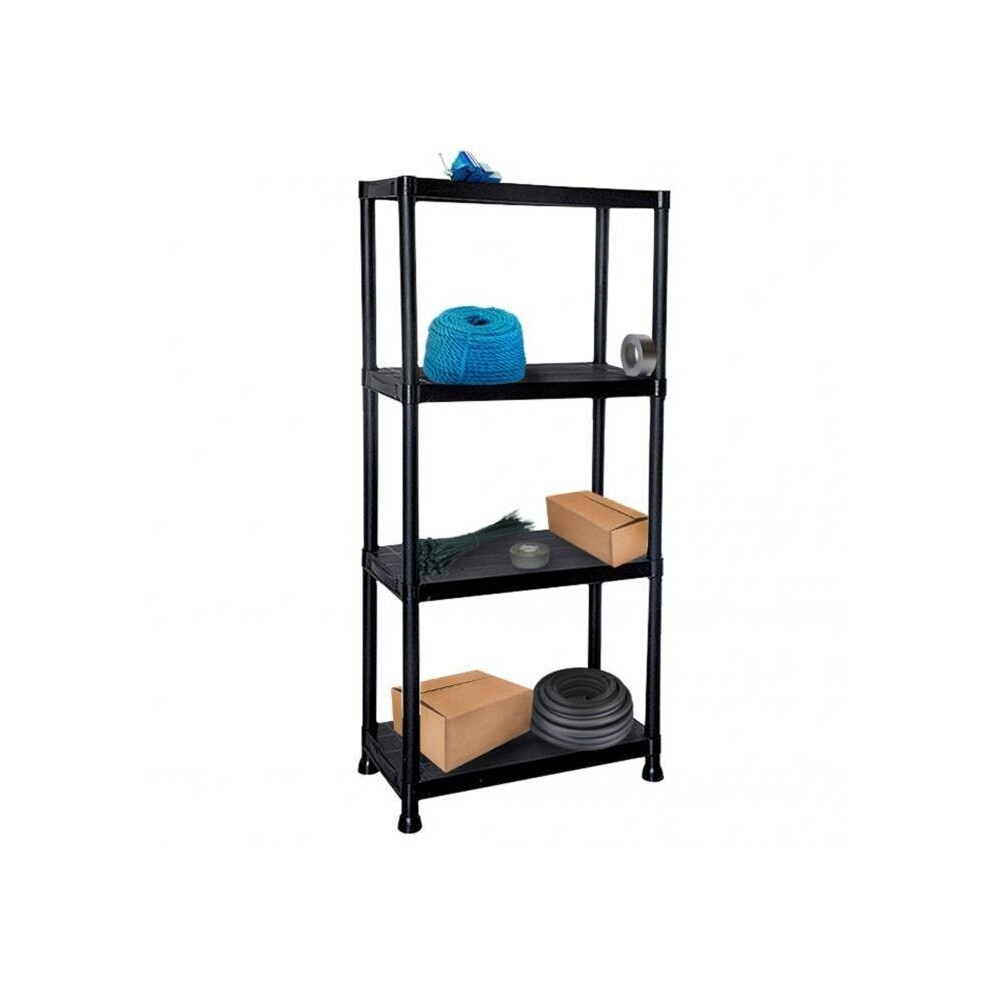 Black 4 Tier Plastic Shelving Unit Storage Racking Shelves Garage Shed