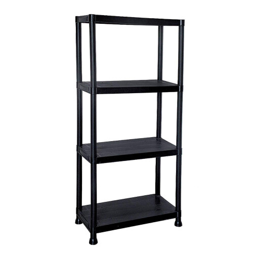 Gr8 Home Black 4 Tier Plastic Shelving Unit Storage Racking Shelves Garage Shed 2