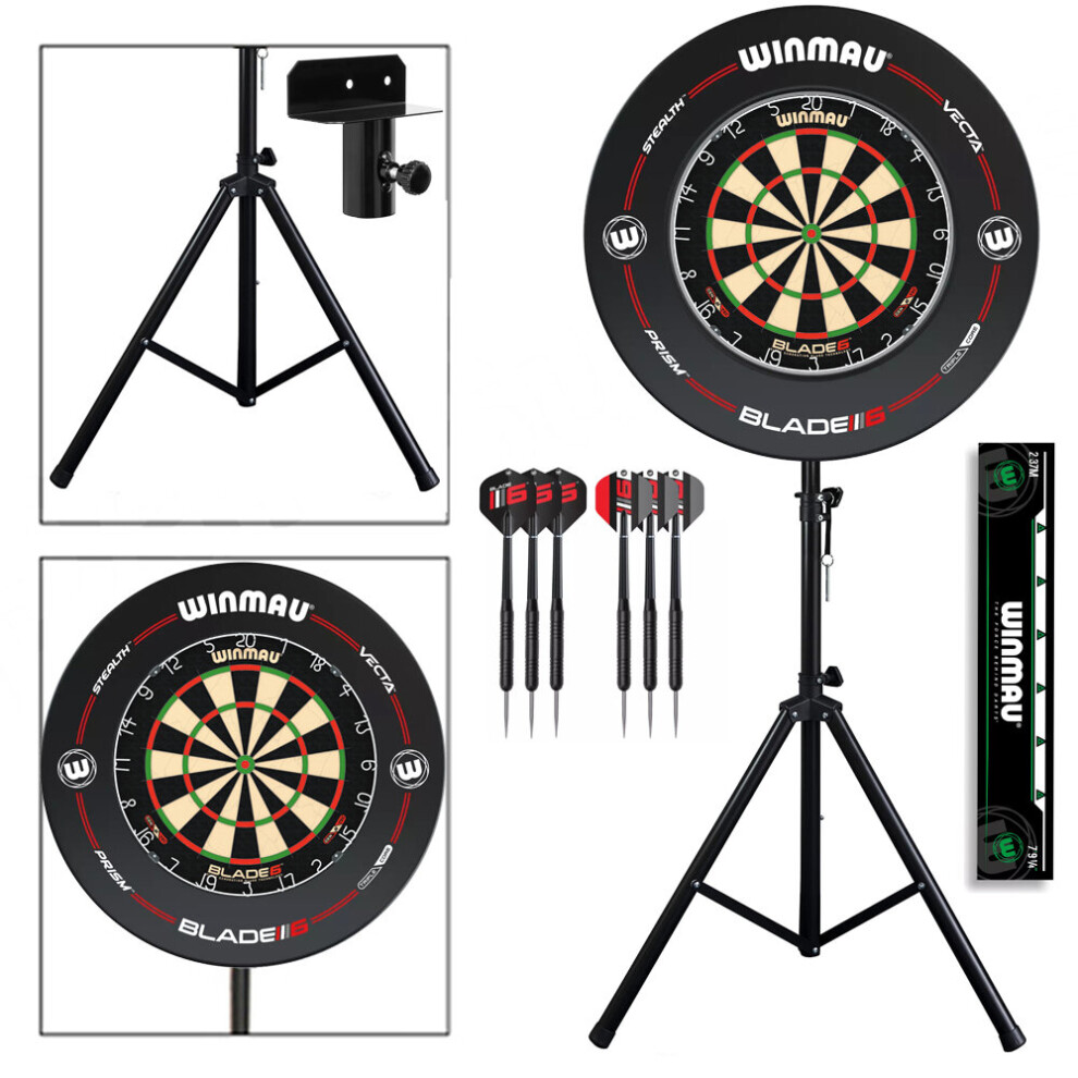 Darts Set with Stand, Blade 6 Dartboard, Blade 6 Surround and Darts