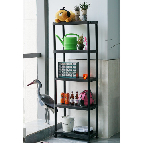 Gr8 Home Black 5 Tier Plastic Shelving Unit Storage Racking Shelves 2